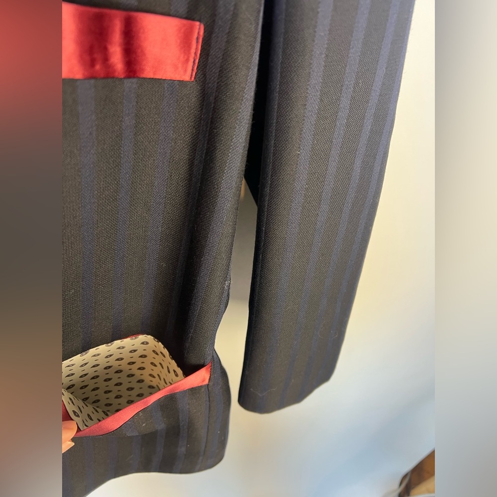 Vintage 80s “After Eights” Double Breasted‎ Striped Evening Jacket Britain - Picture 7 of 16